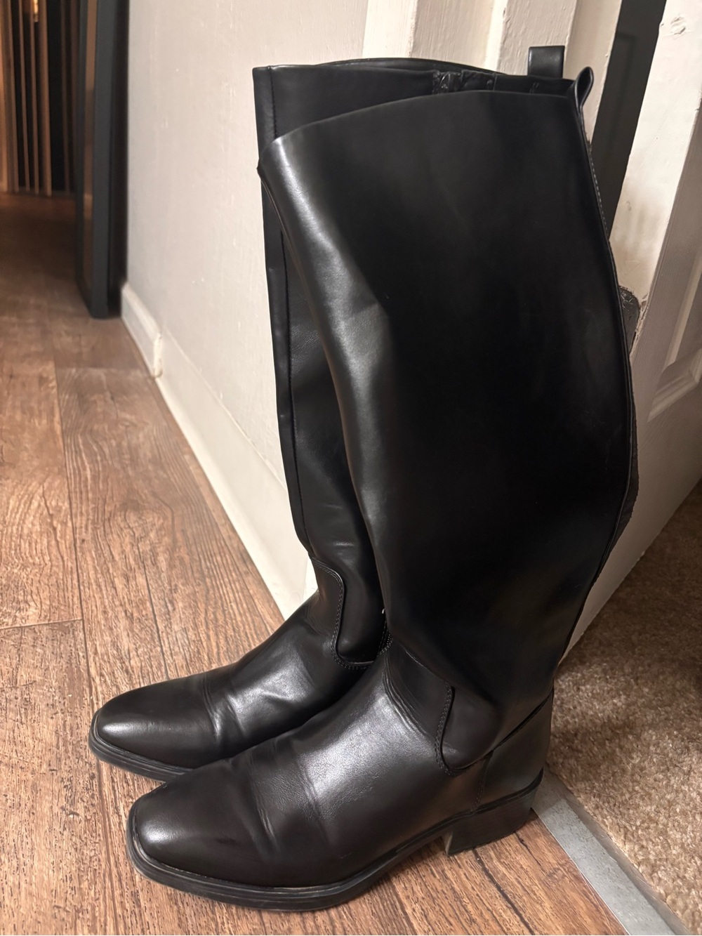 Classic Black Leather Tall Boots